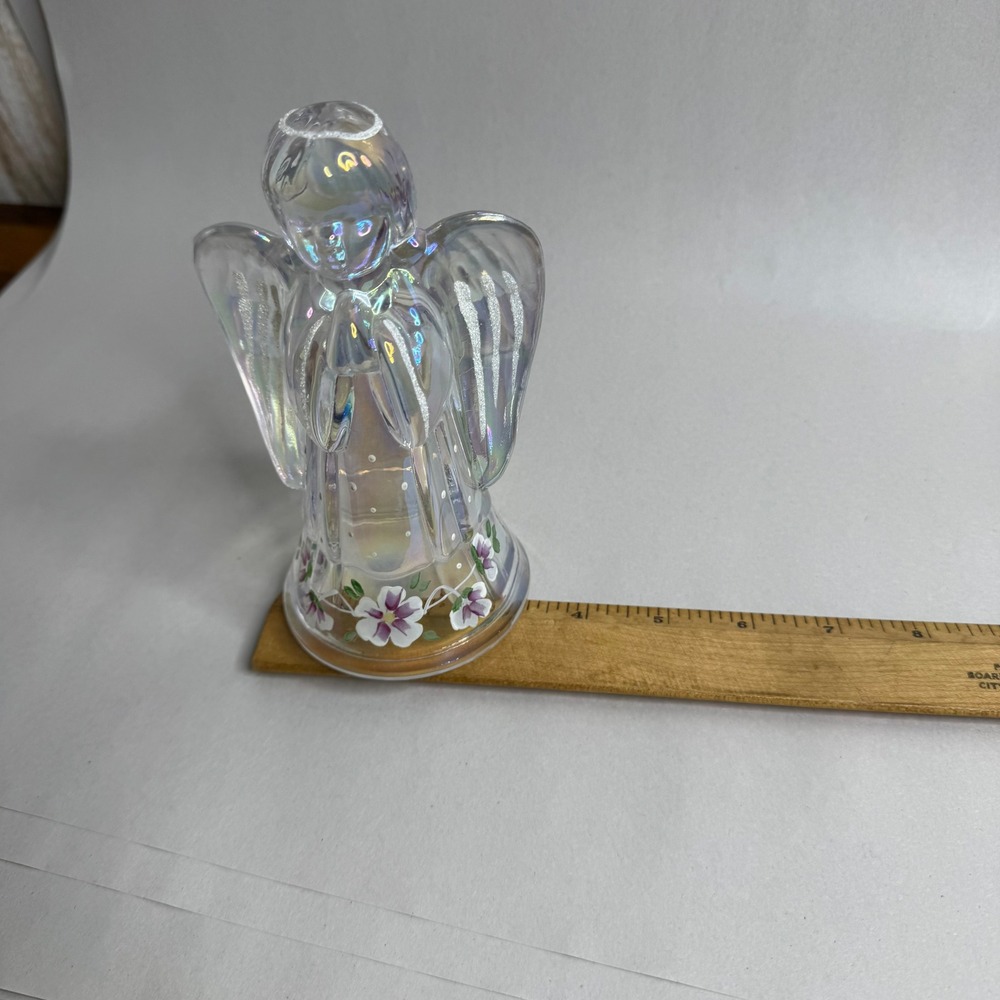 FENTON Iridescent Glass Angel‎ Figurine Praying Hands Flowers Holiday Decor - Picture 9 of 10